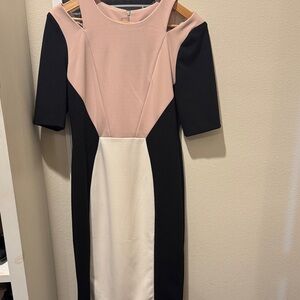 Danny & Nicole Pink, Black, and White Long Sleeve Dress